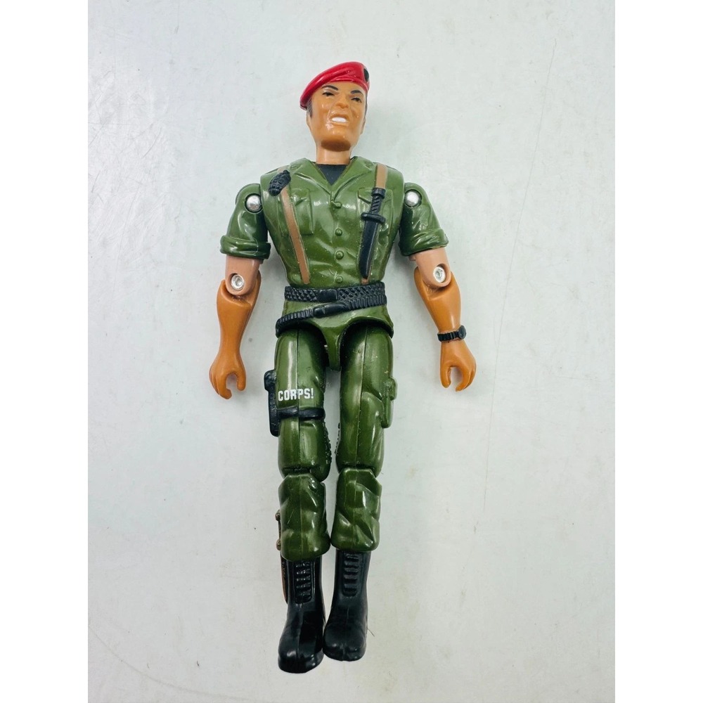 Vintage 1986 Lanard The Corps Action Figure Green Military Soldier Red Beret Toy